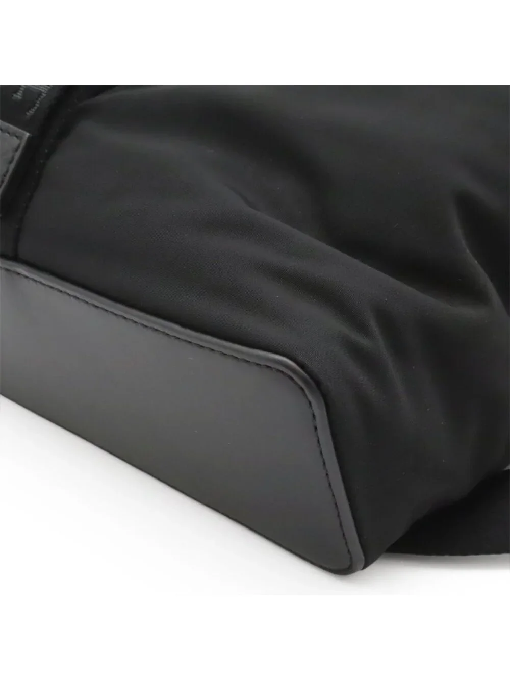 Loewe Convertible Backpack Small Shoulder Bag Nylon Leather Black Silver